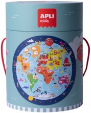 Кръгъл пъзел Apli - Карта на света, 48 части