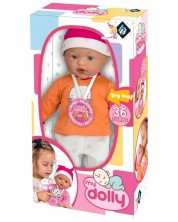 Кукла-бебе Loko Toys - My Dolly, с оранжева блузка, биберон и 36 звука, 37 cm -1