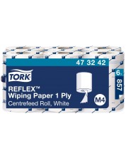 Кухненска хартия Tork - Reflex Wiping, M4, 6 х 857 къса, бяла -1