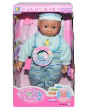Кукла-бебе Raya Toys - С функции и аксесоари, синьо
