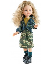 Кукла Paola Reina Amigas - Маника, с камуфлажна пола и дънково яке, 32 cm -1