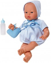 Кукла бебе Asi Dolls - Коке, със синьо костюмче и чантичка, 36 cm -1