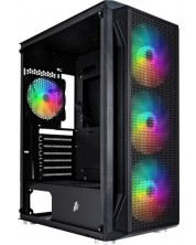 Кутия 1stPlayer - Firebase X5 RGB, mid tower, черна/прозрачна -1