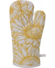 Кухненска ръкавица на цветя H&S - 18 x 32 cm, памук, жълта