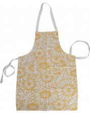 Кухненска престилка на цветя H&S - 60 х 84 cm, памук, жълта -1