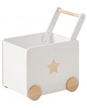 Кутия за играчки с колела Ginger Home - Дървена, бяла, 38 х 45 х 54 cm -1