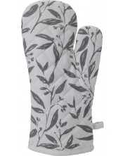 Кухненска ръкавица на цветя H&S - 18 x 32 cm, памук, сива -1