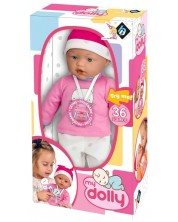 Кукла-бебе Loko Toys - My Dolly, с розова блузка, биберон и 36 звука, 37 cm -1