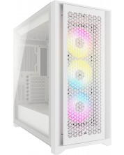 Кутия Corsair - iCUE 5000D RGB Airflow, mid tower, бяла/прозрачен -1