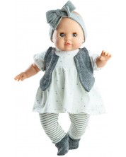 Кукла-бебе Paola Reina Manus - Агата, с туника със звездички и сива жилетка, 36 cm -1