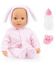 Кукла със звуци Bayer - Anna Baby, светлорозово зайче, 38 cm -1