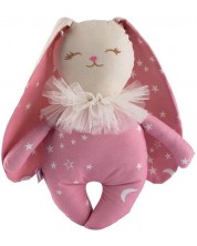 Кукла от плат Asi Dolls - Малкото зайче Оливия, розово с бели звезди, 34 cm -1
