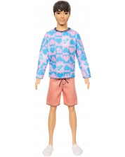 Кукла Barbie Fashionistas - 219, Кен, с блуза на сърца -1