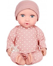 Кукла-бебе Battat Lulla Baby - С пижама на сърца и розова шапка -1