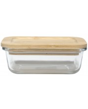 Кутия от закалено стъкло с бамбуков капак HIT - 380 ml -1