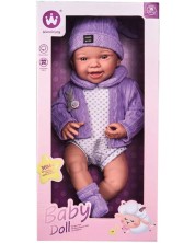 Кукла-бебе Wandalong Baby Doll - С лилав тоалет, 41 cm -1