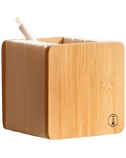 Кутия за моливи Stretchy - Кубик, бамбук/бяла хартия -1