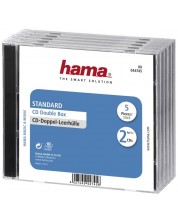 Двойна кутийка Hama - за CD/DVD, прозрачна/черна, 5 бр. -1