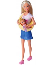 Кукла Simba Toys Steffi Love - Стефи с раница за бебе -1