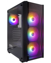 Кутия 1stPlayer - Fire Dancing V4 RGB, mid tower, черна/прозрачна