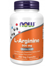 L-Arginine, 500 mg, 250 капсули, Now -1