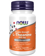 L-Theanine Double Strength, 60 капсули, Now