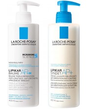 La Roche-Posay Lipikar Комплект - Измиващ крем и Балсам за лице и тяло, 2 x 400 ml -1