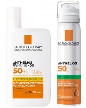 La Roche-Posay Anthelios Комплект - Флуид UVMune 400 и Незабележим спрей Anti-Shine, SPF50, 50 + 75 ml