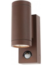 LED Външен аплик със сензор Smarter - Vince 9455, IP54, 240V, 2x3W, тъмнокафяв -1