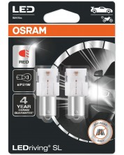 LED Автомобилни крушки Osram - LEDriving, SL, Red, P21W, 1.4W, 2 броя, червени -1