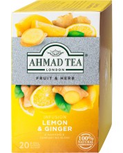 Lemon & Ginger Плодов чай, 20 пакетчета, Ahmad Tea