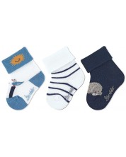 Летни бебешки чорапки Sterntaler - Морски мотиви, 3 чифта, размер 15/16, 4-6 м