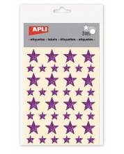 Комплект стикери Apli - Звездички, лилав звезден прах, 3 листа