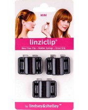 LinziClip Mini Щипка за коса, черна перла, 3 броя -1