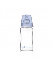 Шише Lovi - Baby Shower, стъклено, 250 ml, 3 м+, синьо -1