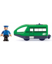 Локомотив Woody - Зелен, с батерия и машинист -1