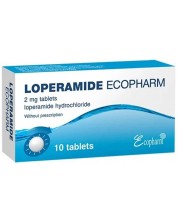 Лоперамид 2 mg, 10 таблетки, Ecopharm