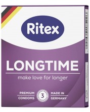 Longtime Презервативи, за естествена издръжливост, 3 броя, Ritex -1