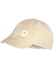 Лятна шапка с козирка Maximo - Бяла с жълти черти, размер 45, 9-12 м