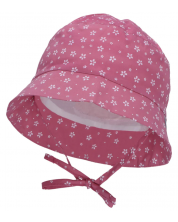 Лятна шапка с UV 50+ защита Sterntaler - Цветя, 49 cm, 12-18 месеца, розова