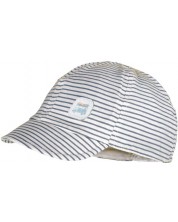 Лятна шапка с козирка Maximo - Бяла със сини черти, размер 47, 12-18 м