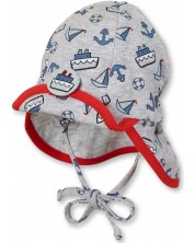 Лятна бебешка шапка с UV 50+ защита Sterntaler - 43cm,  5-6 месеца, сива -1