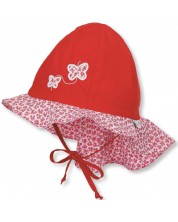 Лятна детска шапка с UV 30+ защита Sterntaler - Червена с пеперуди, 51 cm, 18-24 месесца