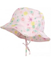 Лятна шапка с периферия Maximo - Цветя, розова, UPF50+, размер 53, 3-4 г