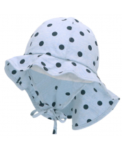 Лятна шапка с UV 50+ защита Sterntaler - На точки, за момиче, 47 cm, 9-12 месеца, синя