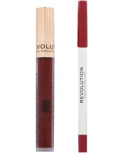 Makeup Revolution Комплект за устни Fire - Гланц и молив, 3 ml + 1 g