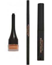 Makeup Revolution Комплект за вежди Builder Kit, Medium Brown, 3 броя -1