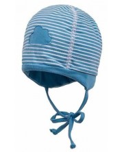 Бебешка лятна шапка Maximo - Размер 41, 4-6 m, синя с облаче