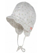 Бебешка лятна шапка Maximo - Размер 39, 0 m+, бяла с рози  -1