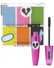 Makeup Revolution Fortnite Комплект - Палитра сенки и Спирала, 2 броя -1
